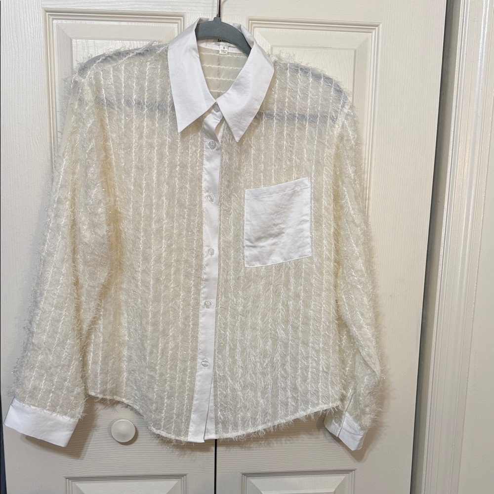 White Sheer Button-Up Shirt